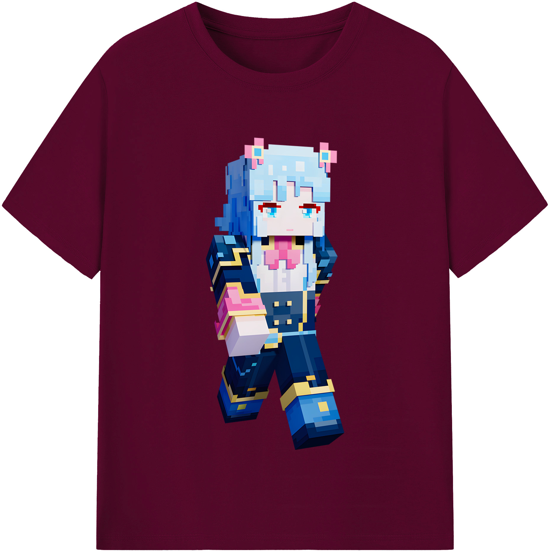 （画像用） マインクラフト ブロックの世界 Minecraft MC Block world レディースカジュアルプリントTシャツ（綿100％）